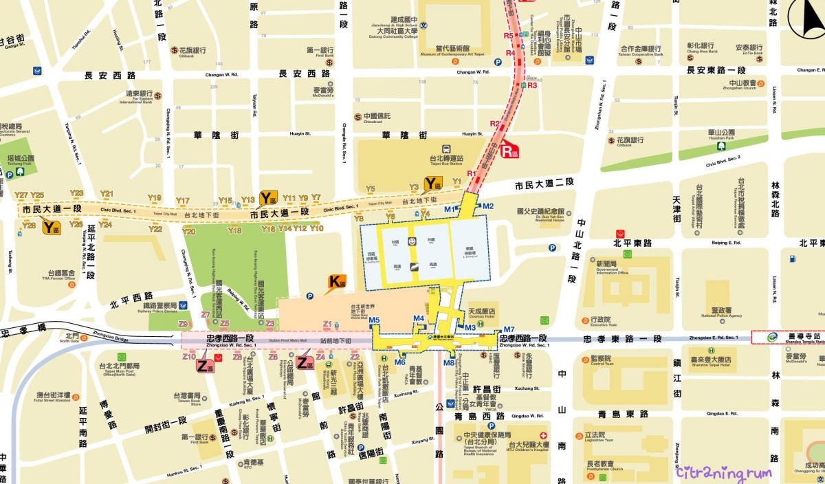 kartta Taipei maanalainen ostoskeskus