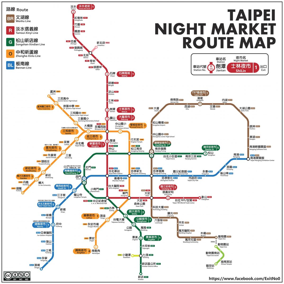kartta Taipei yö markkinoilla