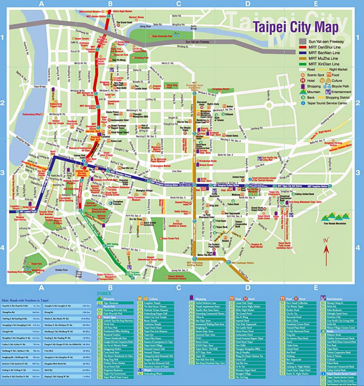 Taipei turistikohteet kartta