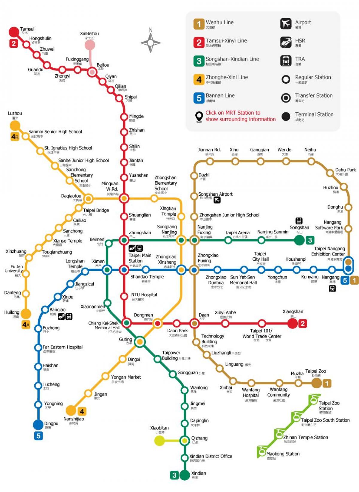 Taipein rautatieasemalta kartta