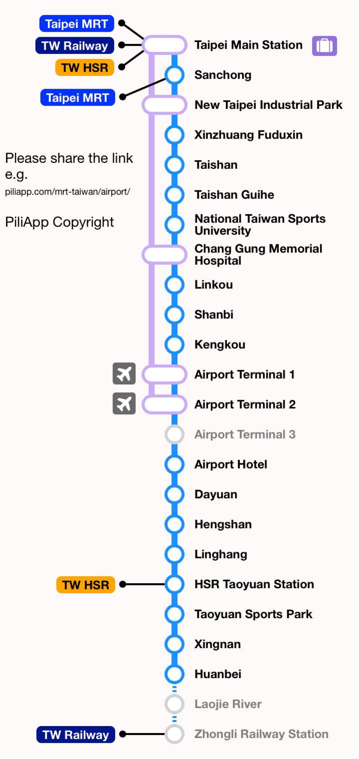 Taipei mrt kartta taoyuan lentokenttä